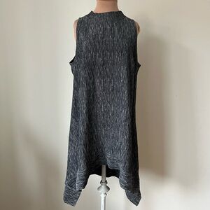 Dressori Silk Crinkle Lagenlook Sleeveless Grey Mock Next Tunic Top EUC One Size